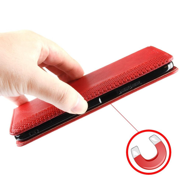 For HTC U23 / U23 Pro Magnetic Buckle Retro Texture Leatherette Phone Case(Red)