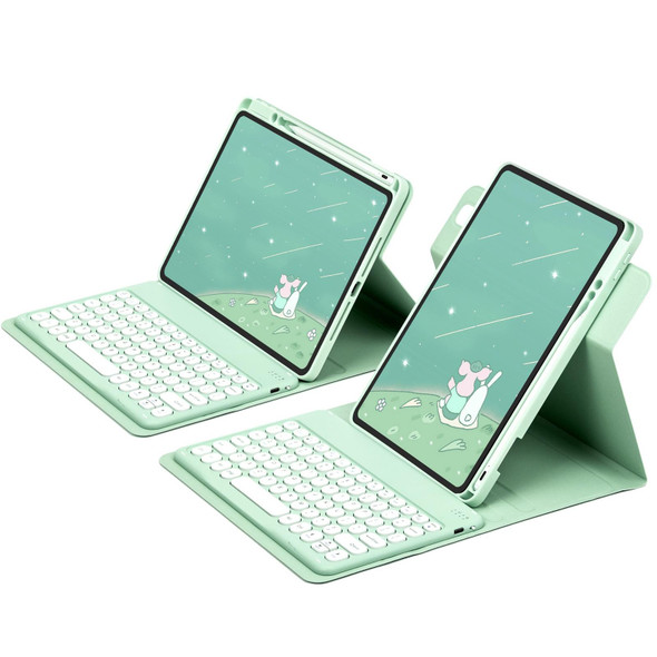 For iPad 10.2 2021 / Air 2019 Round Button 360 Degree Rotatable Bluetooth Keyboard Leatherette Case(Mint Green)