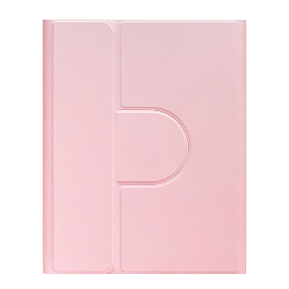 For iPad 10.2 2021 / Air 2019 Round Button 360 Degree Rotatable Bluetooth Keyboard Leatherette Case with Touchpad(Pink)