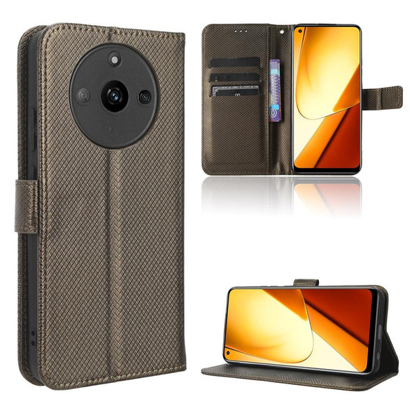 For Realme 11 5G Diamond Texture Leatherette Phone Case(Brown)
