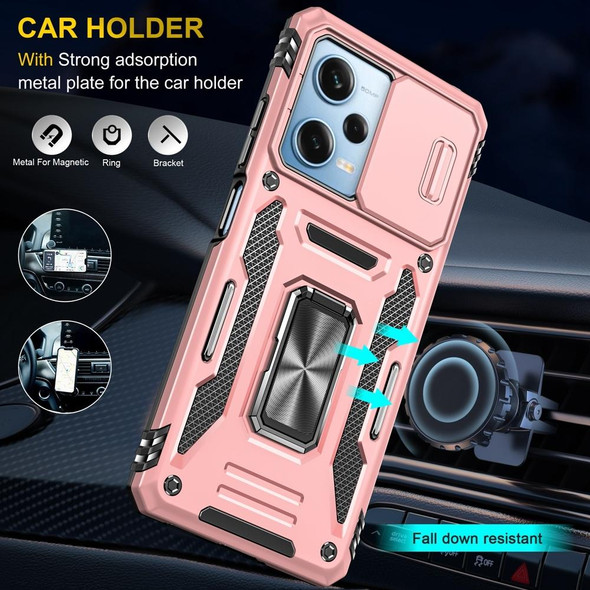 For Xiaomi Redmi Note 12 Pro 5G Global Armor PC + TPU Camera Shield Phone Case(Rose Gold)