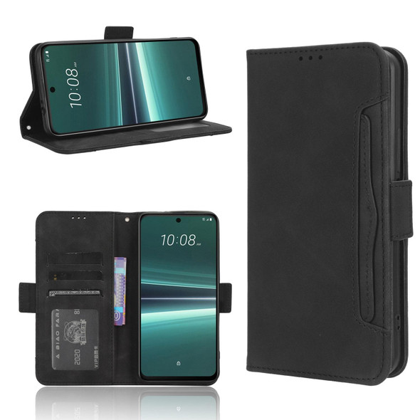 For HTC U23 / U23 Pro Skin Feel Calf Texture Card Slots Leatherette Phone Case(Black)
