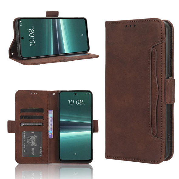 For HTC U23 / U23 Pro Skin Feel Calf Texture Card Slots Leatherette Phone Case(Brown)