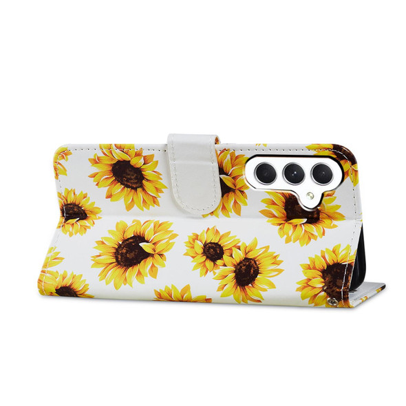 For Samsung Galaxy A25 5G Colored Drawing Leatherette Phone Case(Sunflower)