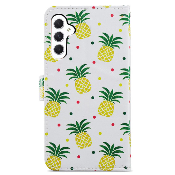 For Samsung Galaxy A25 5G Colored Drawing Leatherette Phone Case(Pineapple)