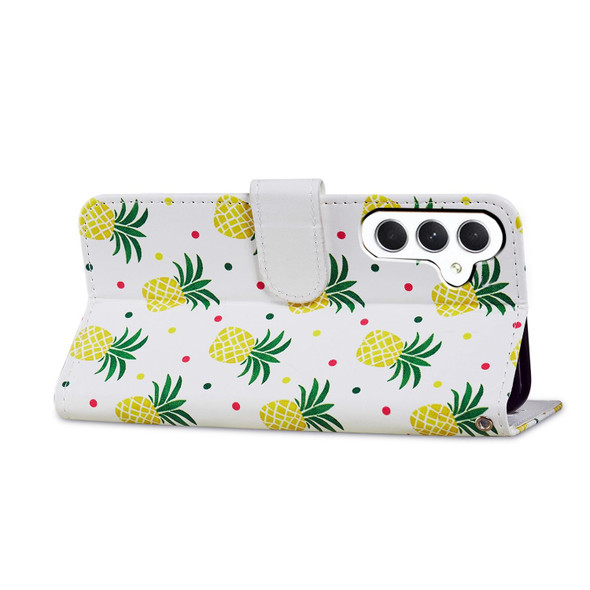 For Samsung Galaxy A25 5G Colored Drawing Leatherette Phone Case(Pineapple)