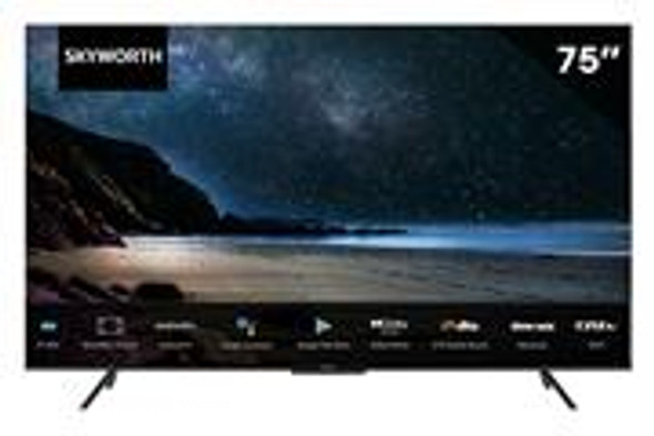 Skyworth 75SUE9350F 75 inch Ultra HD Google Smart TV - Resolution 3840 x 2160, Brightness 280nits, Contrast 6000:1, DMR 60Hz, 8ms Response time, 3x HDMI Input, RF Input: 1x 75ohms Coaxial, 2x USB, 1x LAN, 1x WIFI, Retail Box , 2 year Limited Warranty