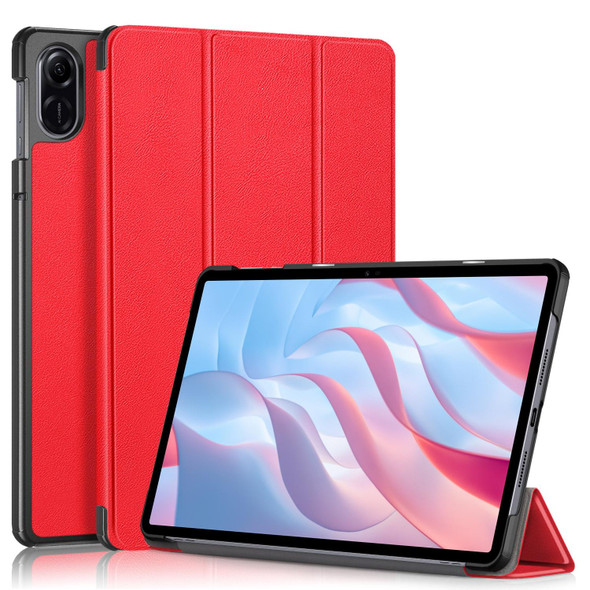 For Honor Pad X9 / X8 Pro 11.5 Custer Pure Color 3-Fold Holder Leatherette Tablet Case(Red)