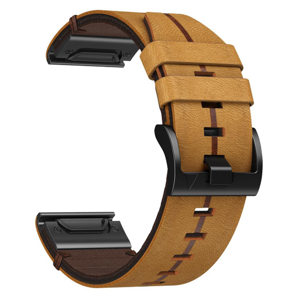 For Garmin Epix Pro 51mm 26mm Leatherette Texture Watch Band(Brown)