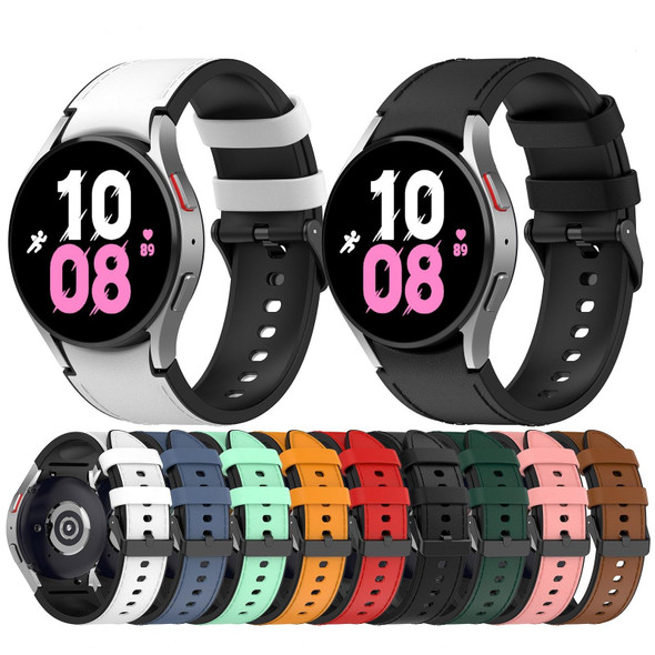 For Samsung Galaxy Watch 6 Classic Silicone Leatherette Black Buckle Watch Band(Black)
