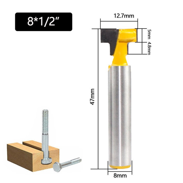 8-handle Keyhole Cutter Photo Frame Wall-mounted T-type Keyhole Cutter Woodworking Milling Cutter, Size: 8x1 / 2 Inch