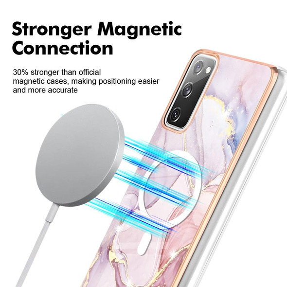 For Samsung Galaxy S20 FE 5G&4G / S20 Lite / S20 Fan Edition Marble Pattern Dual-side IMD Magsafe TPU Phone Case(Rose Gold 005)