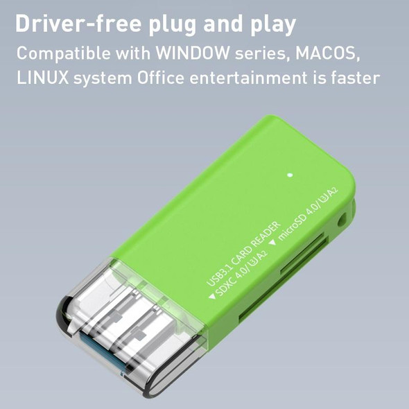 V30 / V60 / V90 USB3.1 Multifunction Card Reader Support SD / TF Card (Green)