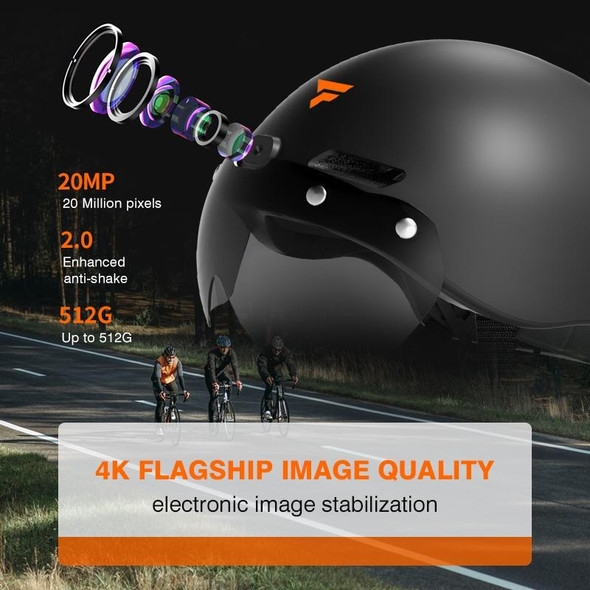 Foxwear V6 Pro 4K HD Anti-Shake Video Recorder Cycling Smart Helmet, Size: 54-61cm(White)