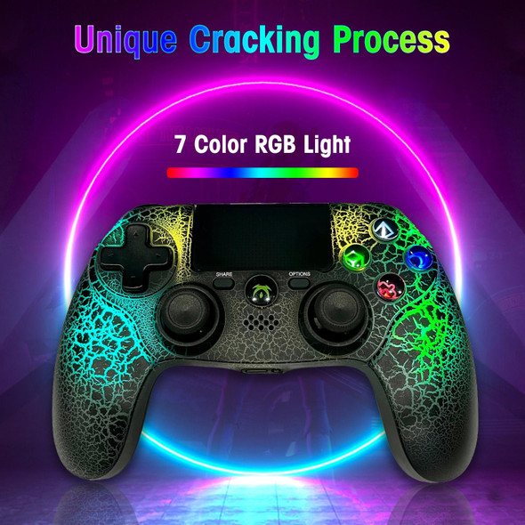 Crack Pattern RGB Light Wireless Game Controller for PS4 / PC / Android / iOS(Black)