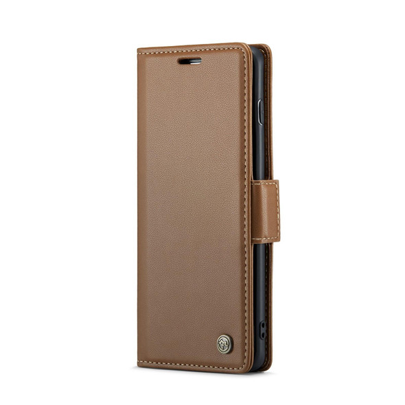 For Samsung Galaxy S10 CaseMe 023 Butterfly Buckle Litchi Texture RFID Anti-theft Leatherette Phone Case(Brown)