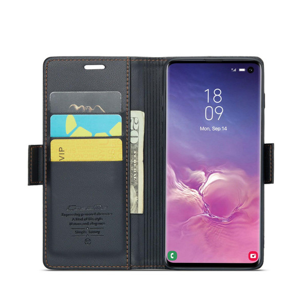 For Samsung Galaxy S10 CaseMe 023 Butterfly Buckle Litchi Texture RFID Anti-theft Leatherette Phone Case(Black)