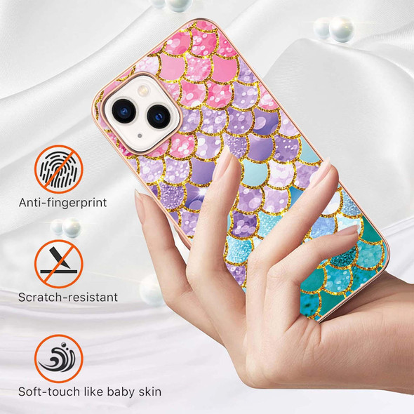 For iPhone 15 Electroplating Pattern IMD TPU Shockproof Case(Colorful Scales)