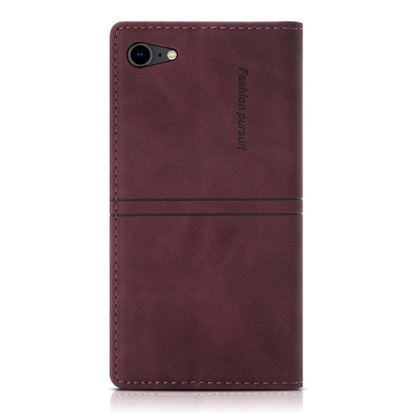 Dream Magnetic Suction Business Horizontal Flip PU Leatherette Case with Holder & Card Slot & Wallet - iPhone SE 2022 / SE 2020 / 8 / 7(Wine Red)