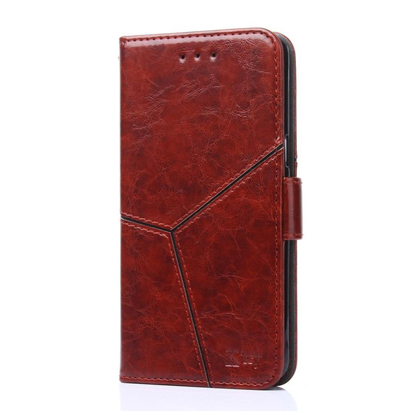 For Blackview Oscal C30 Geometric Stitching Leatherette Phone Case(Dark Brown)