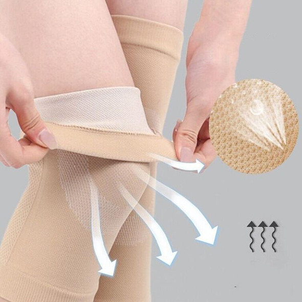 2 Pairs Thin Nylon Stockings Joint Warmth Sports Knee Pads, Specification: XL (Skin Color) 