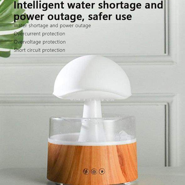 500ml Rain Humidifier Mushroom Cloud Colorful Night Lamp Aromatherapy Machine With Remote Control, Style: Rechargeable(Wood Grain)