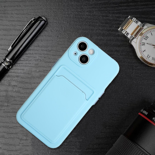 Card Slot Design Shockproof TPU Protective Case - iPhone 13 mini(Sky Blue)