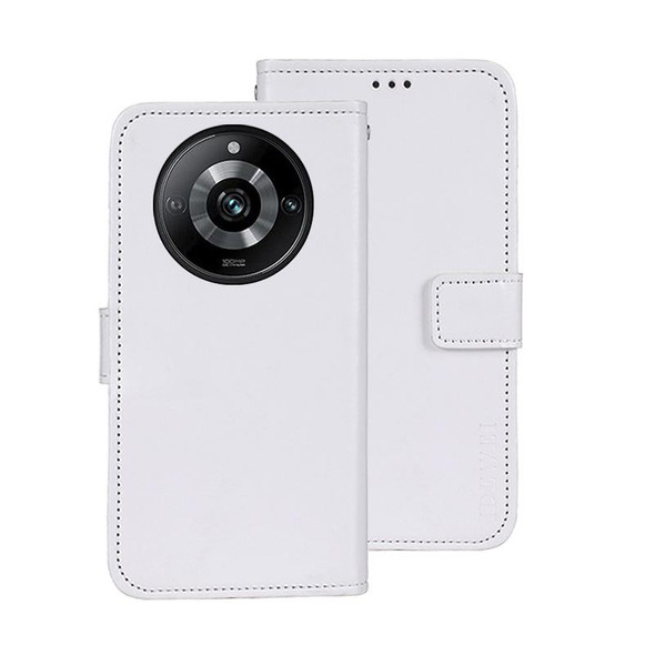 For Realme 11 Pro idewei Crazy Horse Texture Leatherette Phone Case with Holder(White)