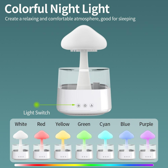 CH08 450ml Rain Humidifier Mushroom Cloud Colorful Night Lamp Aromatherapy Machine, Style: Without Remote Controller(Light Wood Grain)