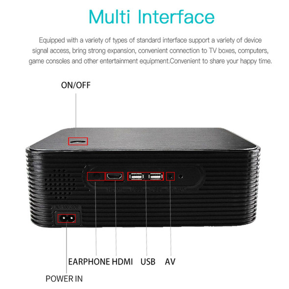 WEJOY L6+ 1920x1080P 200 ANSI Lumens Portable Home Theater LED HD Digital Projector, Android 7.1, 2G+16G, US Plug