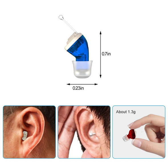 AN127 Invisible In-Ear Hearing Aid Sound Amplifier For The Elderly And Hearing Impaired(Blue Left Ear)