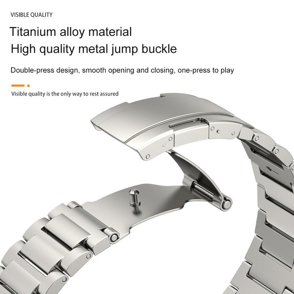 22mm Three Strains Vertical Riser Turtle Buckle Titanium Metal Watch Band(Titanium Gray)