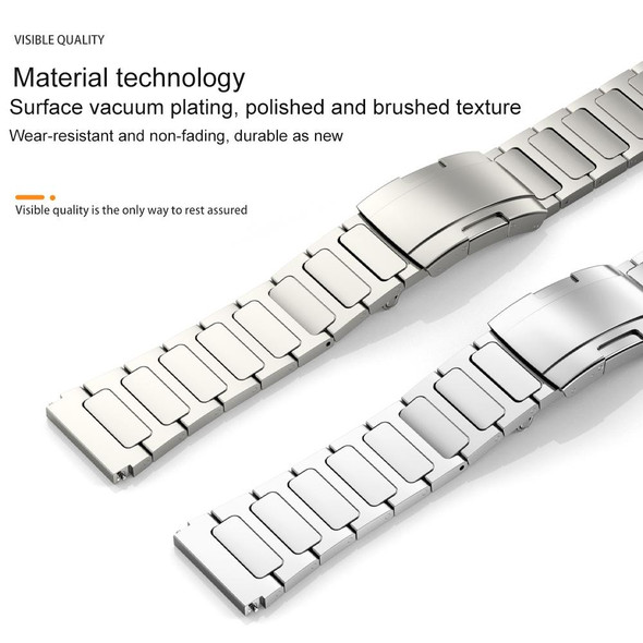 22mm Three Strains Uplift Turtle Buckle Titanium Metal Watch Band(Titanium Gray)