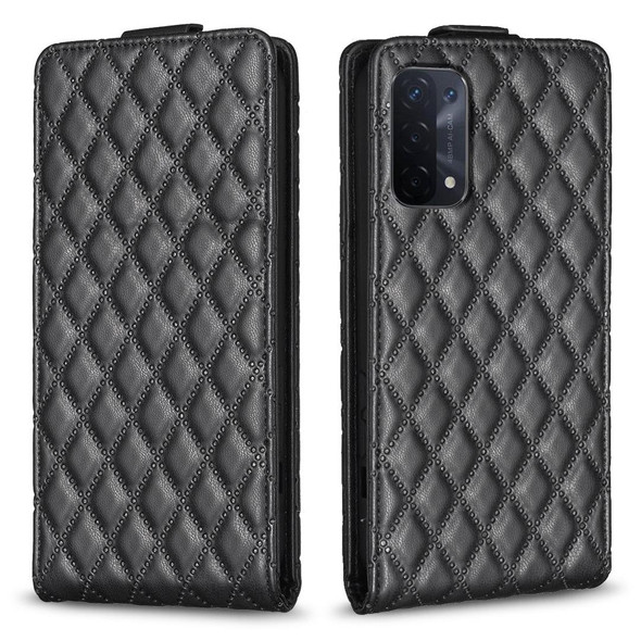 For OPPO  A74 5G / A93 5G /A54 5G Diamond Lattice Vertical Flip Leatherette Phone Case(Black)