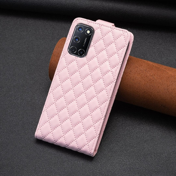 For OPPO  A72 / A52 /A92 Diamond Lattice Vertical Flip Leatherette Phone Case(Pink)