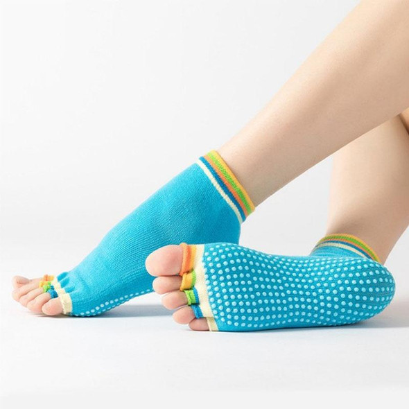 3 Pair Open-Toe Yoga Socks Indoor Sports Non-Slip Five-Finger Dance Socks, Size: One Size(Color Sky Blue)