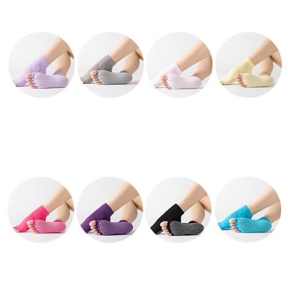 3 Pair Open-Toe Yoga Socks Indoor Sports Non-Slip Five-Finger Dance Socks, Size: One Size(Pure Color Sky Blue)