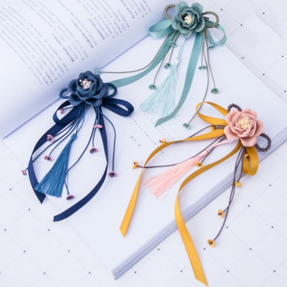 3 PCS Ancient Style Hair Accessories Tassels Streamers Hairpins Hair Accessories Handmade Flowers Headdress(Mint Green)