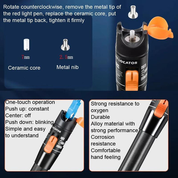 50MW Fiber Red Light Test Pen Red Light Sources Through Optical Pen Optical Fiber Detection