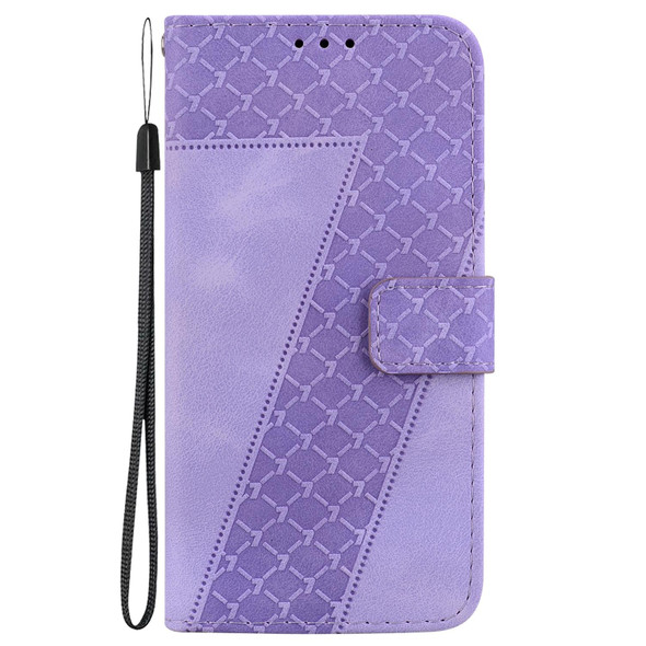 For iPhone SE 2022/SE 2020/8/7 7-shaped Embossed Leatherette Phone Case(Purple)