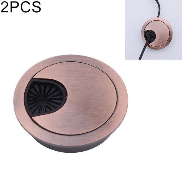 2 PCS Desk Computer Desktop Zinc Alloy Round Threading Box Hole Cover, Hole Diameter: 80mm (Red Bronze)