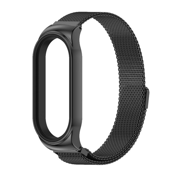 For Xiaomi Mi Band 8 Mijobs CS Case Milan Magnetic Stainless Steel Watch Band(Black)