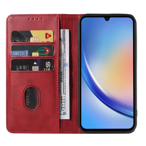 For Samsung Galaxy A34 5G Magnetic Closure Leatherette Phone Case(Red)