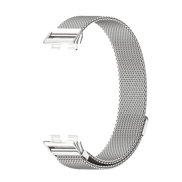 For Huawei Band 8 Mijobs Milan Magnetic Stainless Steel Watch Band(Silver)