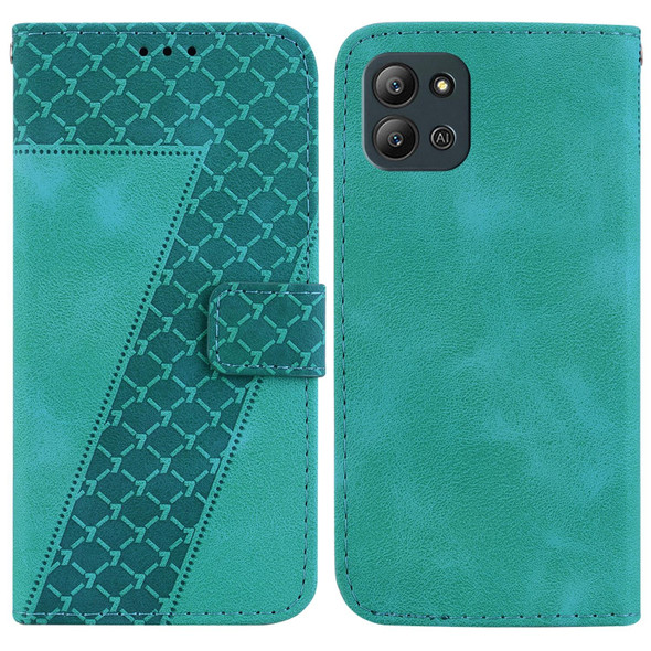 For Infinix Hot 11 2022 7-shaped Embossed Leatherette Phone Case(Green)