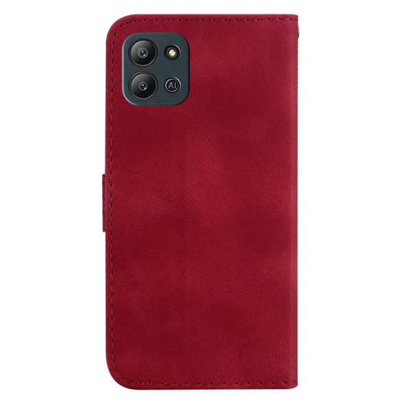For Infinix Hot 11 2022 7-shaped Embossed Leatherette Phone Case(Red)