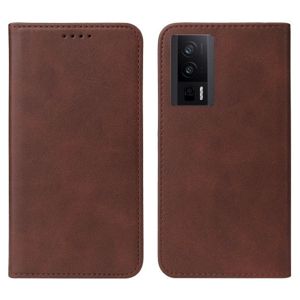 For Xiaomi Poco F5 Pro Magnetic Closure Leather Phone Case(Brown)