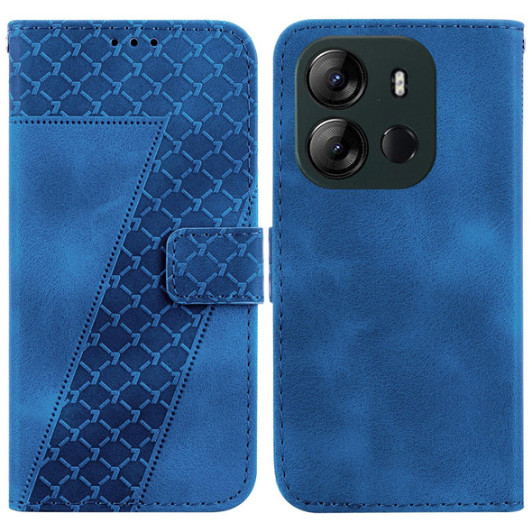For Tecno Spark Go 2023/Pop 7 Pro 7-shaped Embossed Leatherette Phone Case(Blue)