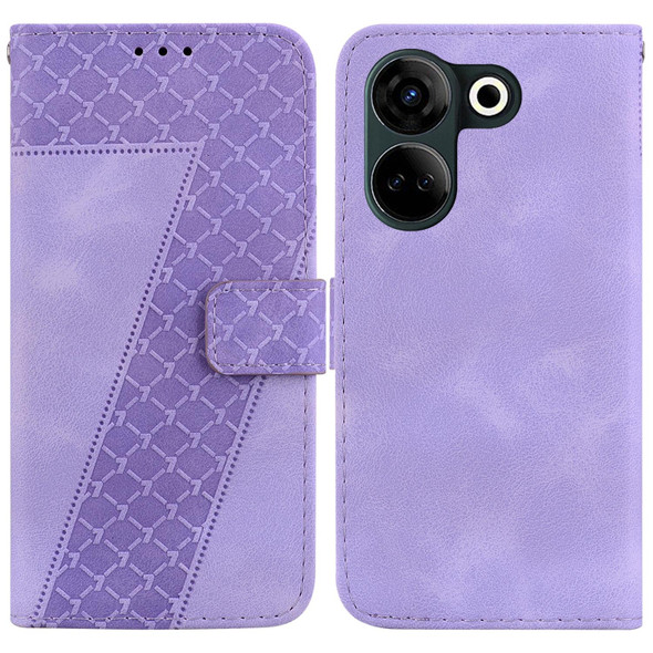 For Tecno Camon 20 Pro 4G/Camon 20 7-shaped Embossed Leatherette Phone Case(Purple)