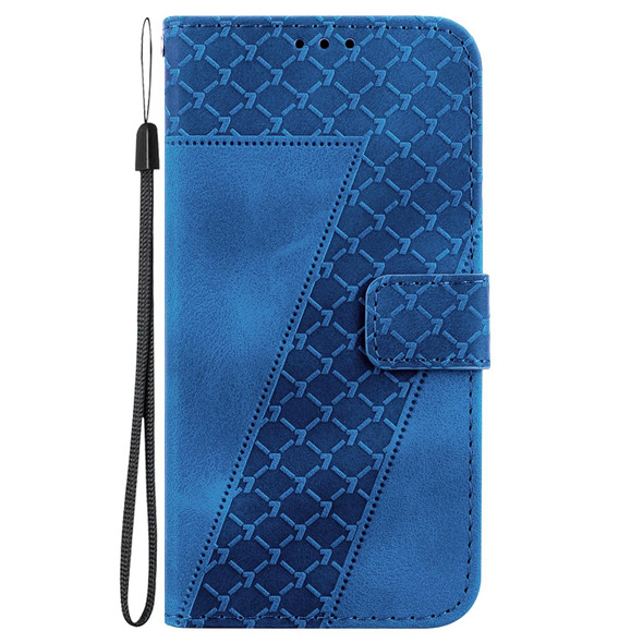 For Tecno Camon 18 Premier 7-shaped Embossed Leatherette Phone Case(Blue)